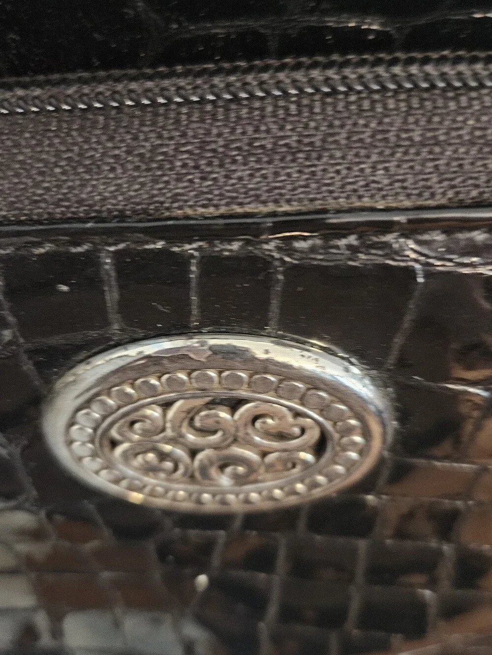 Brighton Black Croc-Embossed Crossbody Bag